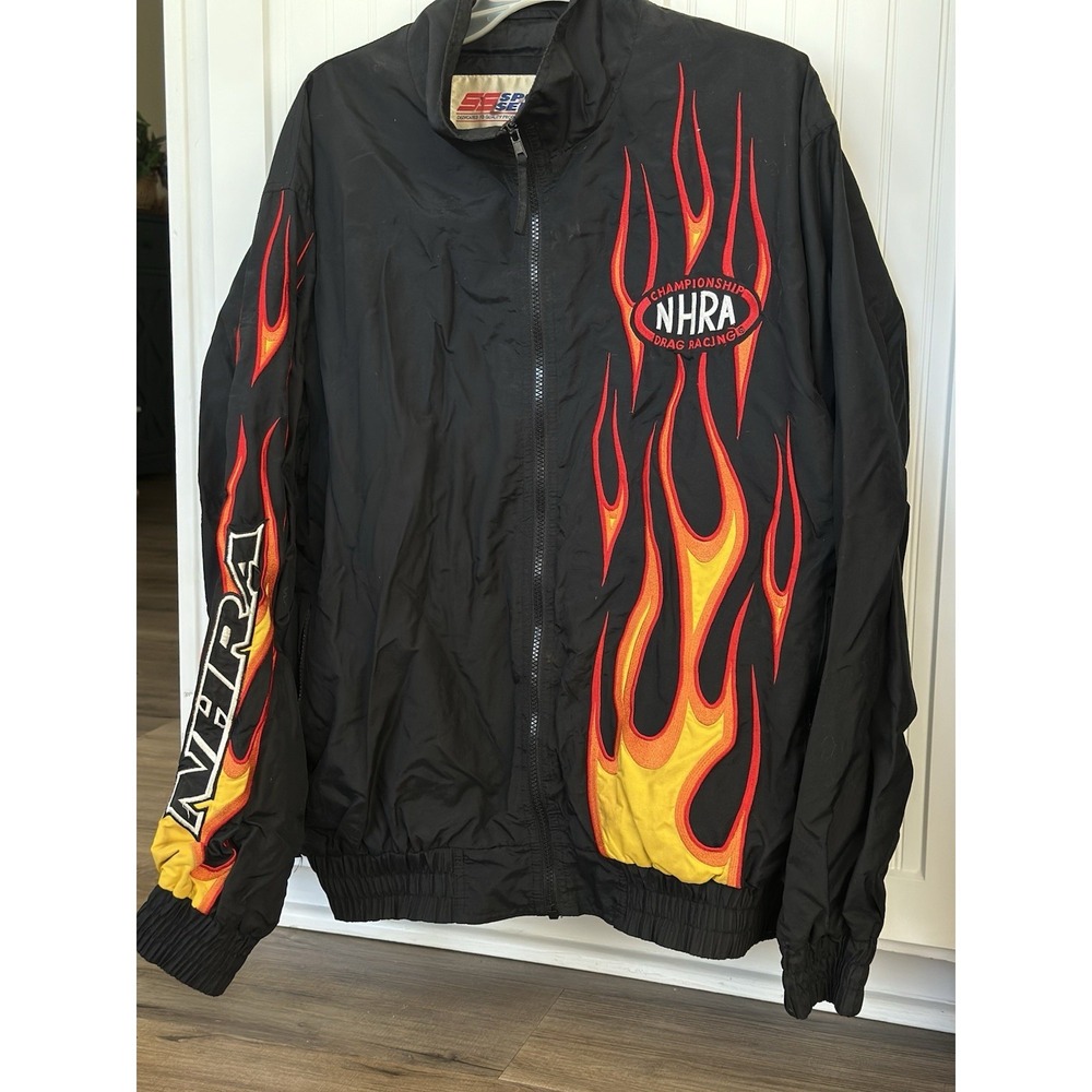 Vintage 90s NHRA Jacket Flames Winston Drag Racing SS Men's L